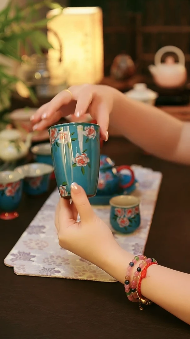 陶瓷茶具亮面玫瑰公道