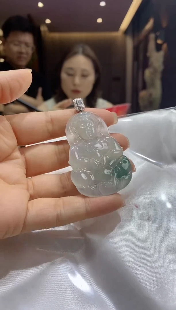 翡翠18K金镶嵌吊坠(不含链)翡翠挂件