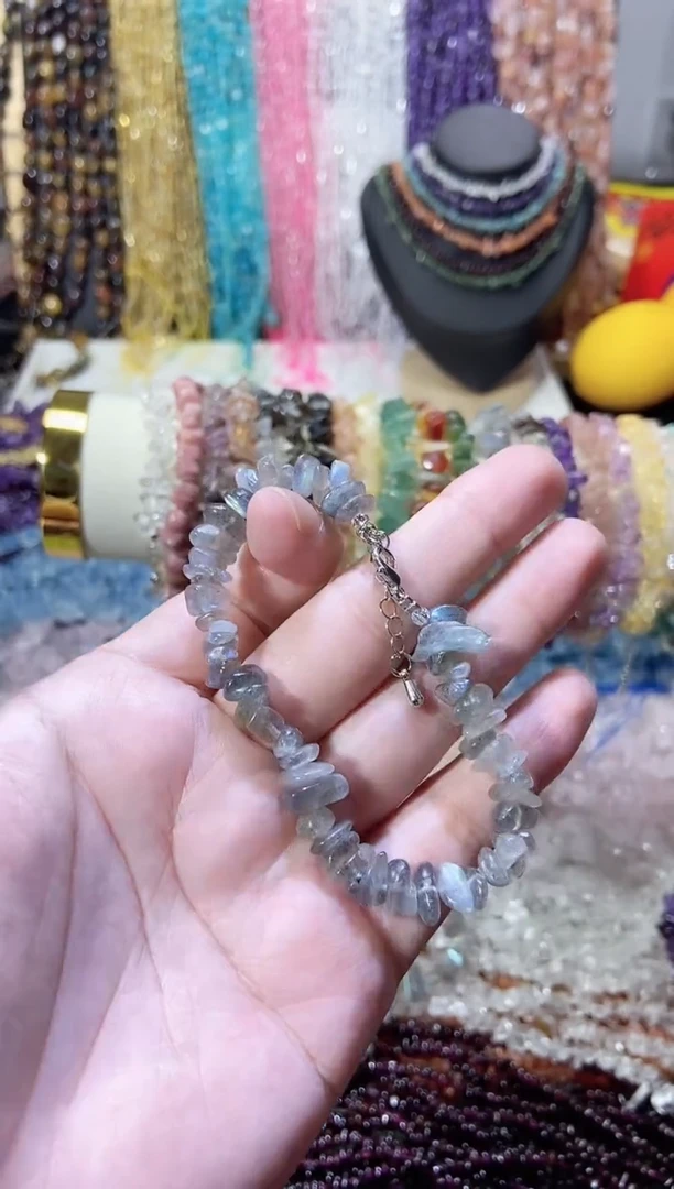 未镶嵌珠宝半成品水晶灰月光手链