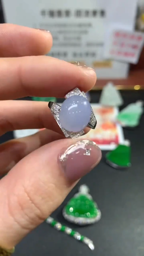 【闪购商品】翡翠戒指18K金镶嵌戒指回流不退不换|4800+0