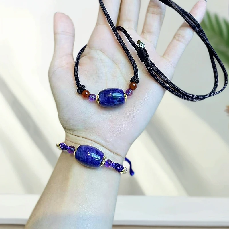 【三昧】紫龙晶天然桶珠编绳款手绳.吊坠多样性发其一