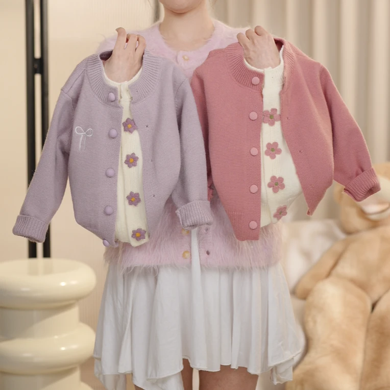 2025春季原创新款儿童假两件毛衣 女童套头针织衫 女宝线衣韩版