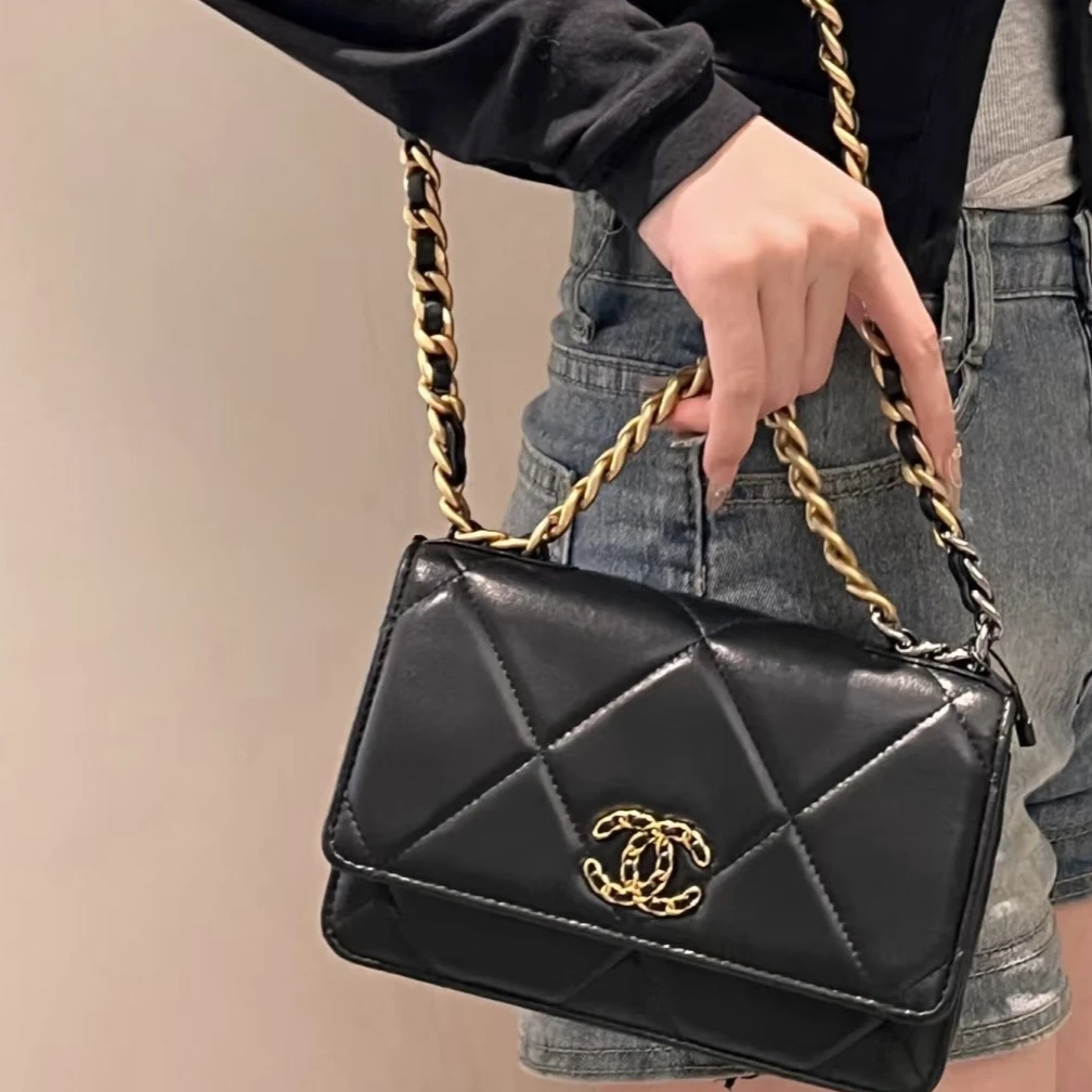 99新 Chanel/香奈儿 6904|香奈儿19woc斜挎包黑金