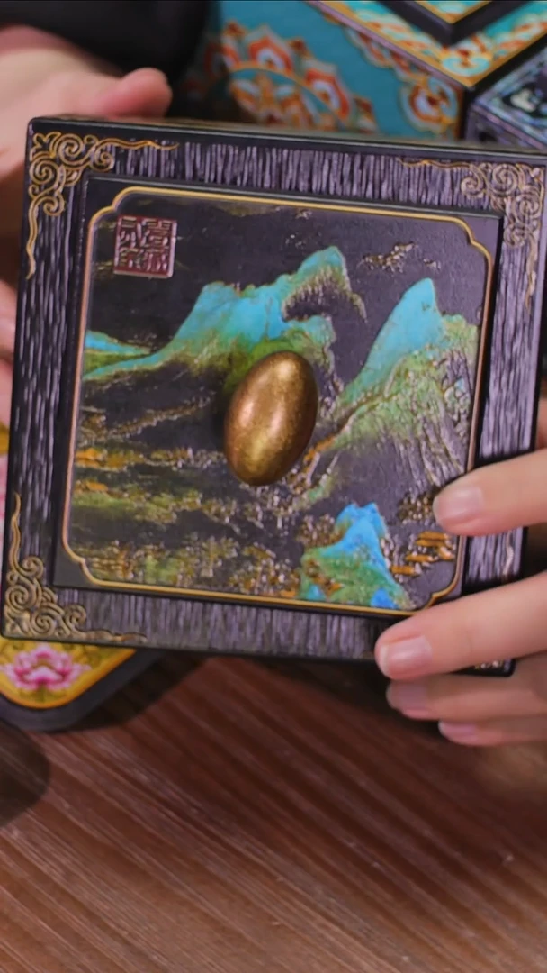 壹藏贰宝千里江山夜景图案小茶叶罐