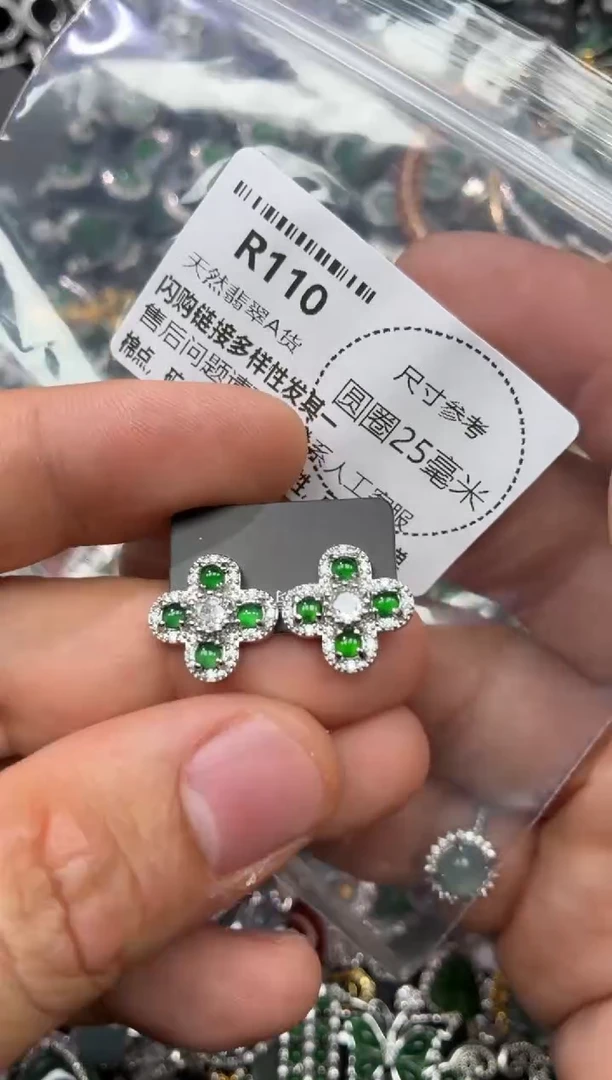 翡翠未镶嵌颈饰R110耳钉