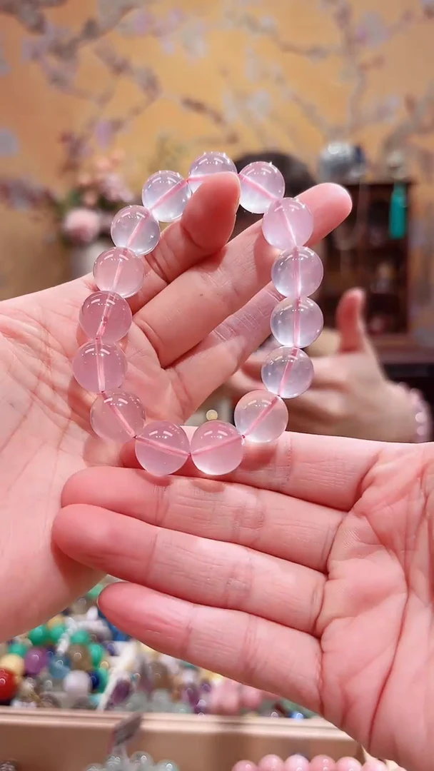 未镶嵌手链水晶13+粉水晶（天然粉水晶体结构，完美主义者勿拍）