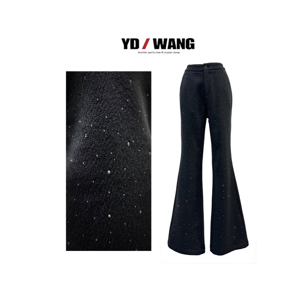 【YD精选】超模微喇羊毛裤  设计款时尚休闲小众款女士黑色