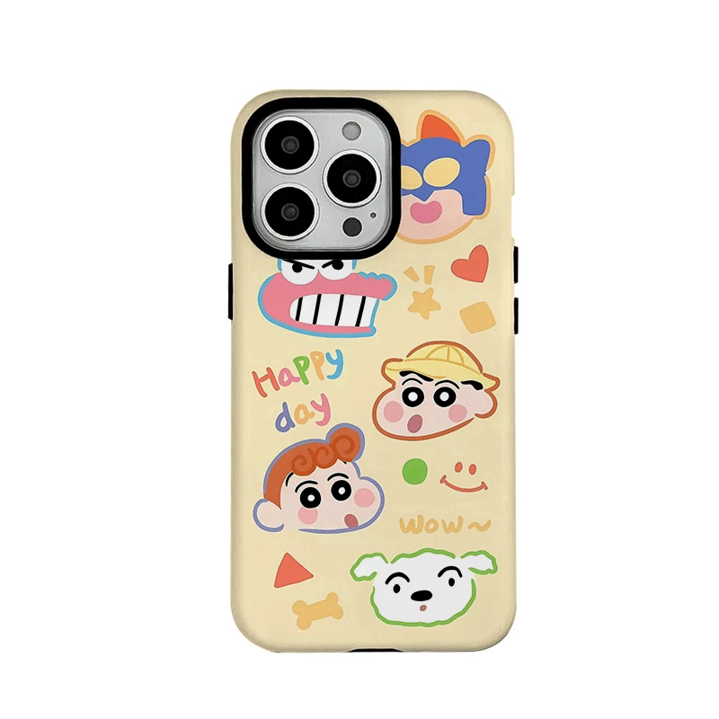 卡通蜡笔小新二合一磨砂苹果16promax手机壳适用华为荣耀60三星