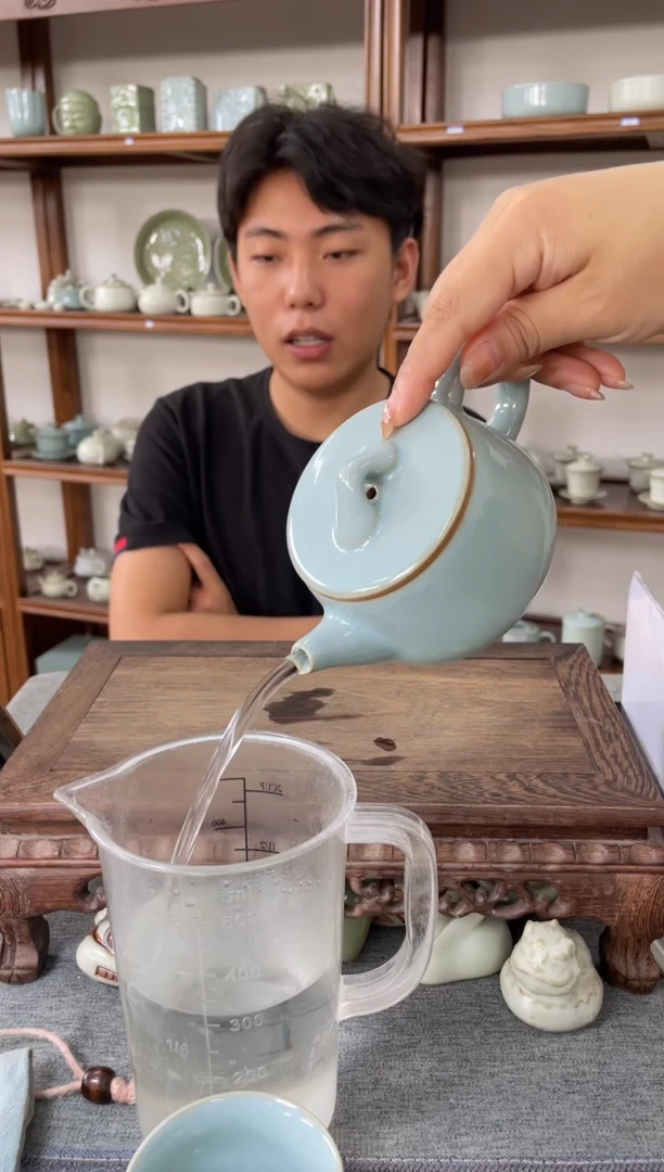 原产地原矿釉汝瓷天青釉大汉瓦壶