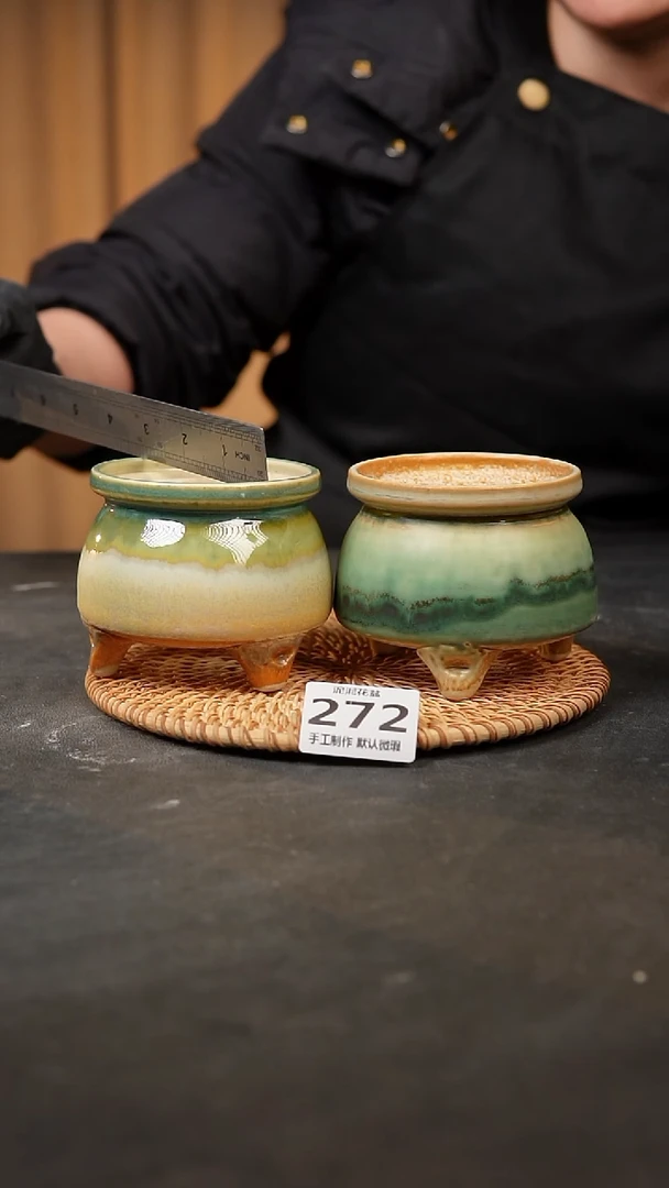 【闪购商品】瓷片272泥泥手工花盆口7.5高8