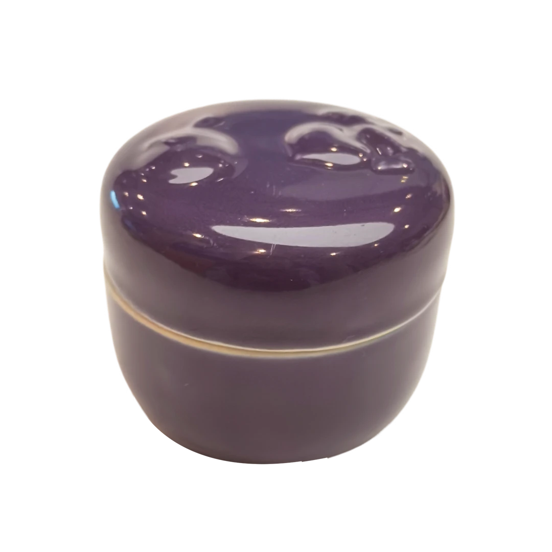 【清水烧】 紫釉 蔬果茶叶罐 日本名窑 手工陶瓷