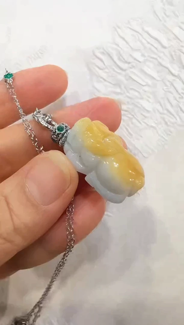 翡翠未镶嵌颈饰国风