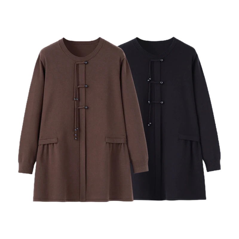 大码女装2025秋冬新款秋冬时尚中式盘扣保暖衫QD270