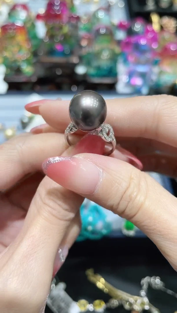 18K金镶嵌戒指海水珍珠戒指