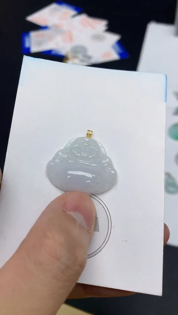 颈饰18K金镶嵌翡翠天然缅甸a货翡翠百元以上9元证书费自理