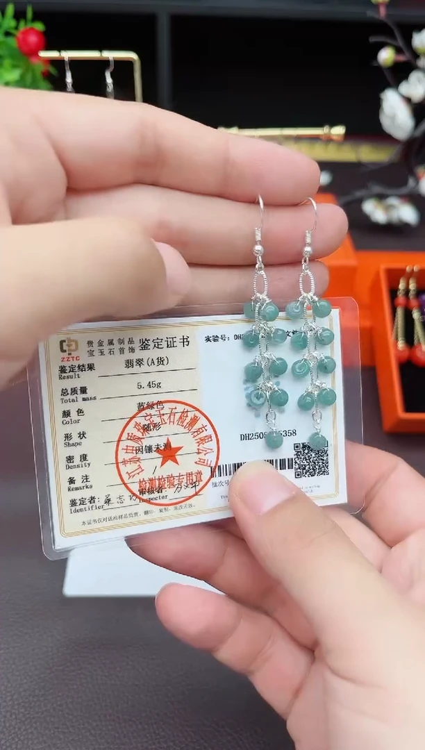 翡翠银S925镶嵌耳饰911000