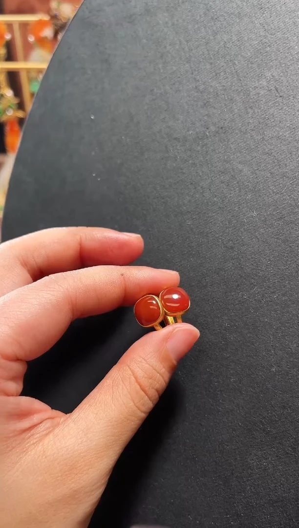 【闪购商品】南红玛瑙耳饰18K金镶嵌支持48小时鉴赏