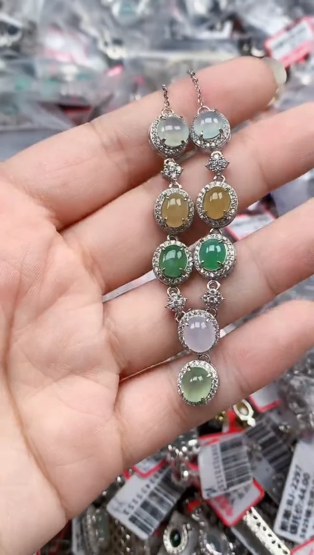 银S925镶嵌戒指翡翠天然A货缅甸翡翠