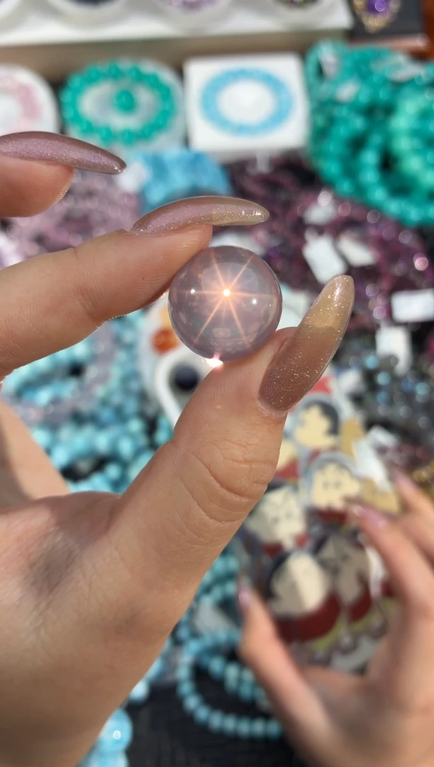 颈饰未镶嵌水晶全净体冰透粉单珠17m+