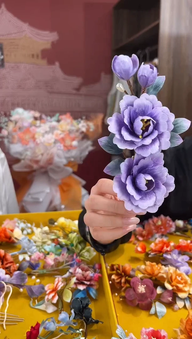 【闪购商品】刺绣非遗绒花（发饰）