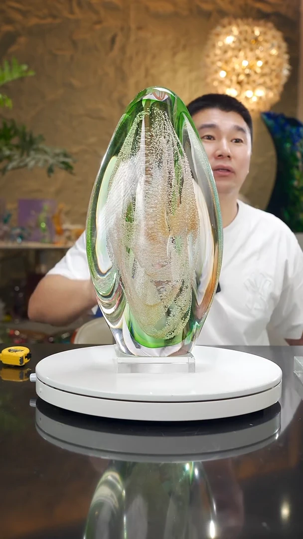 摆件叶*福利琥珀绿月虹摆件