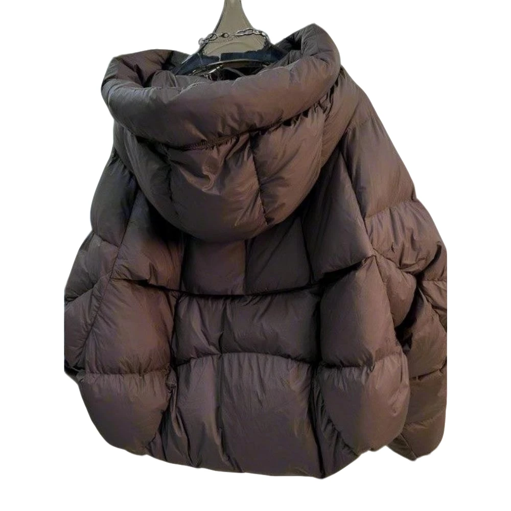 米白色短款连帽棉服外套女2025年冬季新款冬装棉衣面包服保暖棉袄