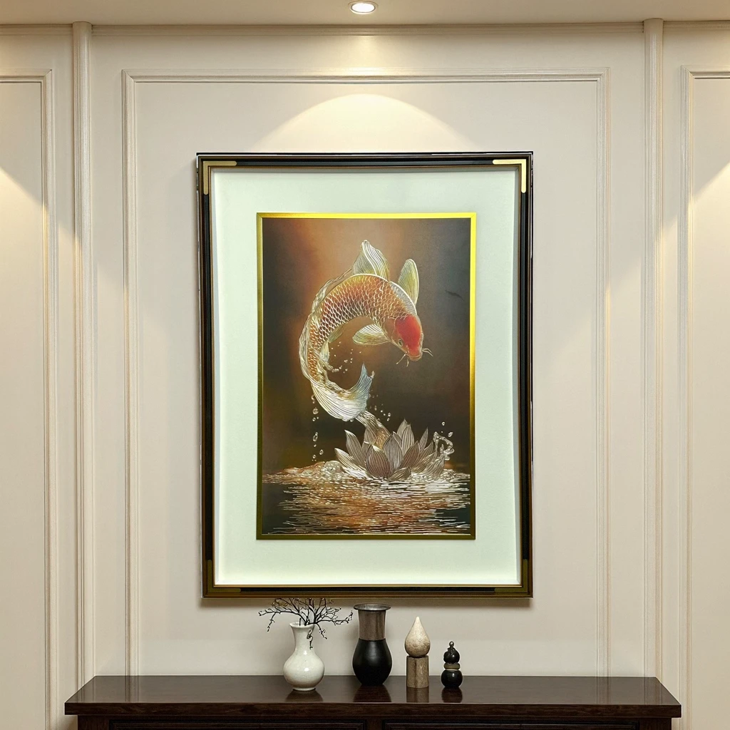 浩光铜祥阁《鱼跃龙门》铜雕画 现代简约风格客厅餐厅卧室装饰挂画