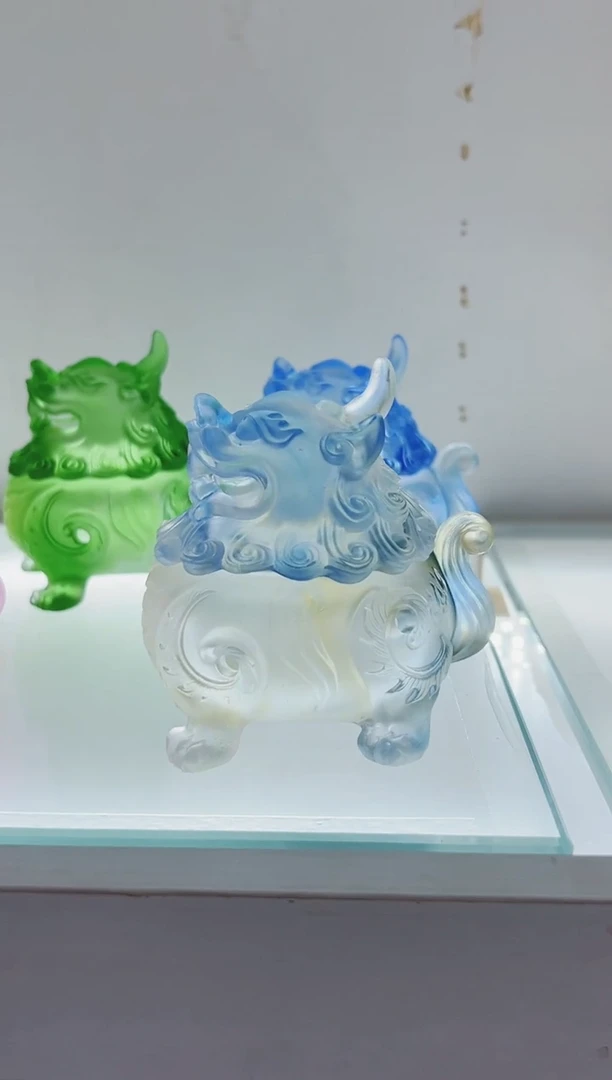 手工艺品琉璃少*明古法琉璃小号狻猊香炉
