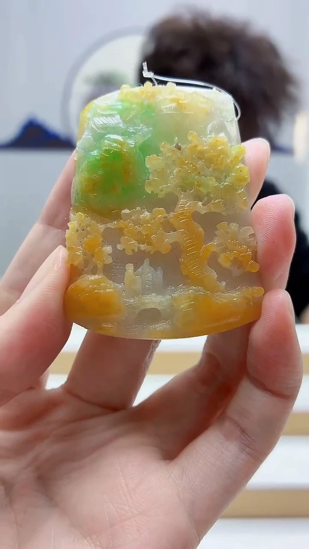 未镶嵌定制翡翠4688zm-毛货挂件山水139