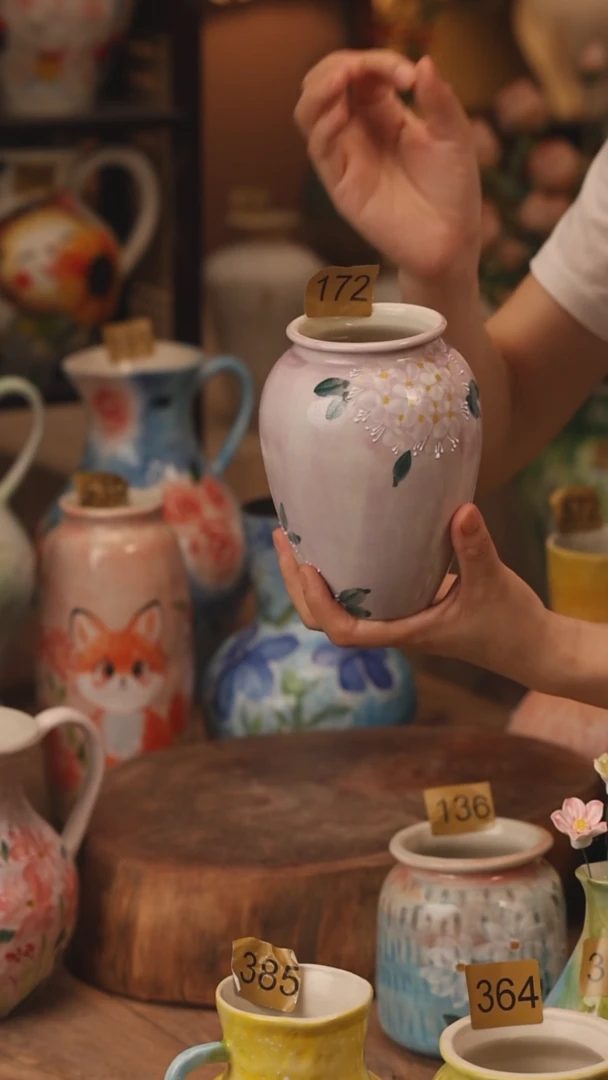 陶瓷172景德镇设计师手作花器摆件侘寂风