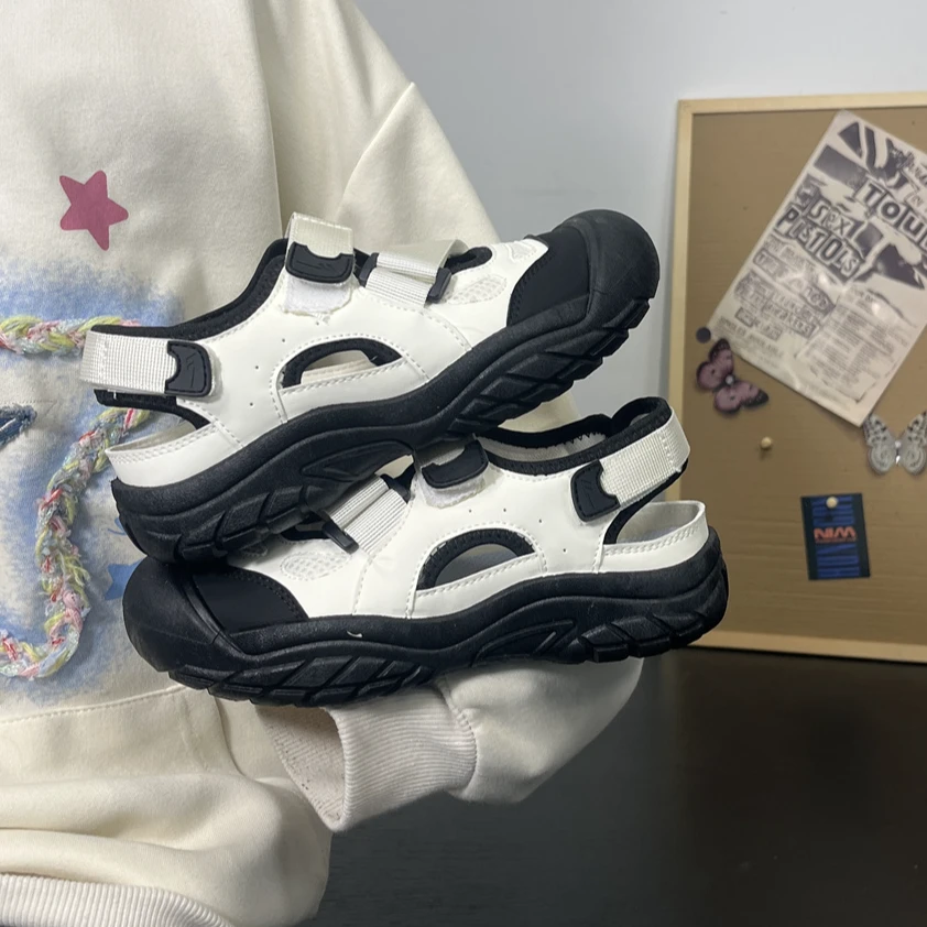 回力女鞋沙滩凉鞋女款2025新款爆款轻便透气魔术贴户外厚底登山鞋