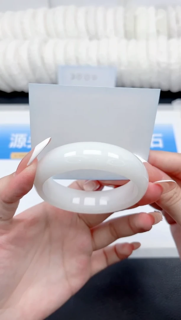 和田玉手镯未镶嵌35-宽胎羊脂白56.6