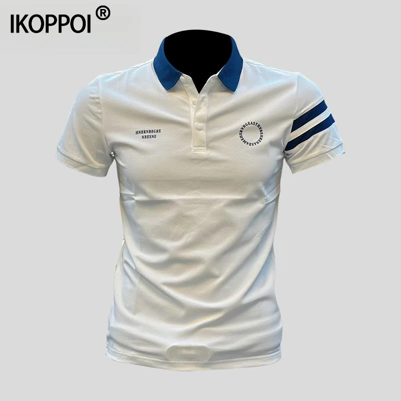 高端轻奢夏季polo衫短袖男2025新款修身网红短款百搭印花薄款t恤