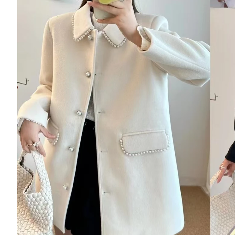 【锦衣服饰】DM  2475拼接珍珠娃娃领羽绒外套