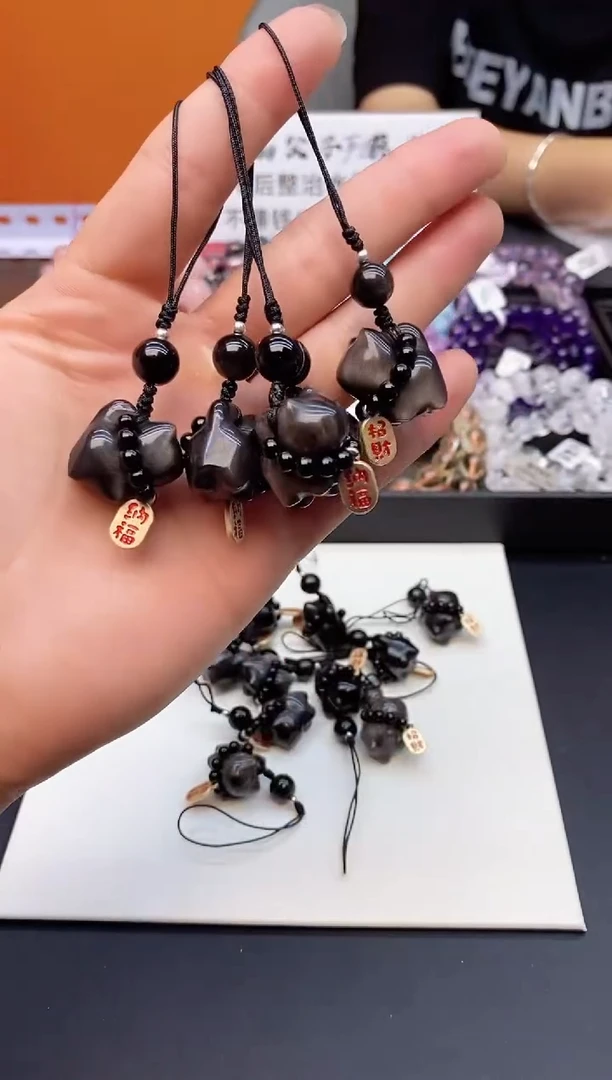 水晶手链未镶嵌A1 银耀小猫挂件