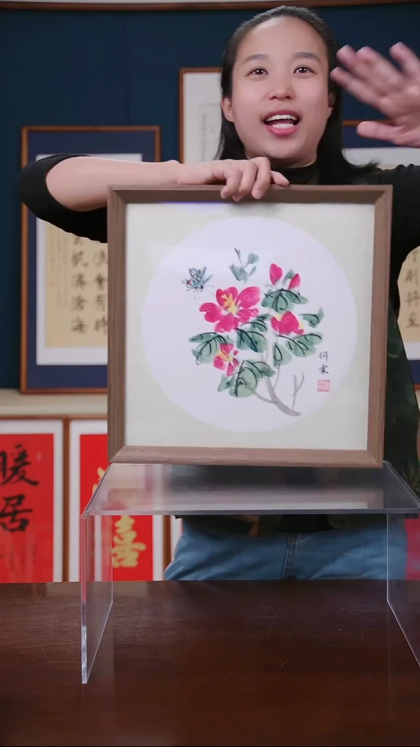 【闪购商品】国画作品 芙蓉花 ，尺寸 35*35