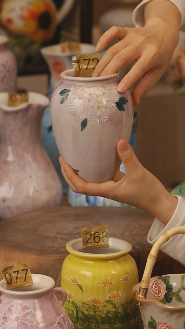 陶瓷景德镇设计师手作花器摆件侘寂风@M172@
