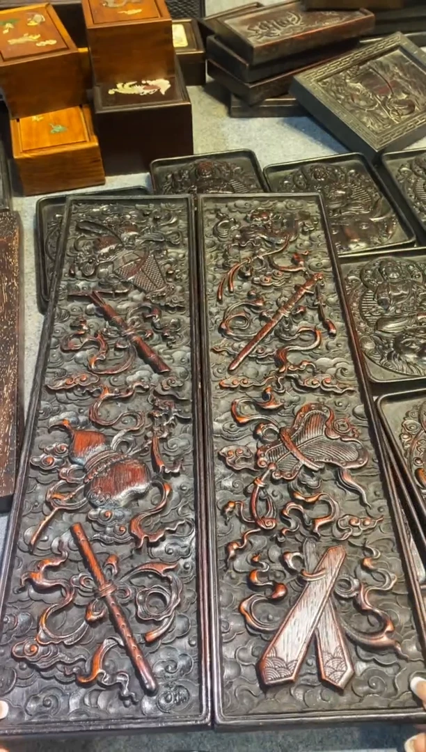 木紫檀拆件雕刻板以直播间实物为准微瑕老物件