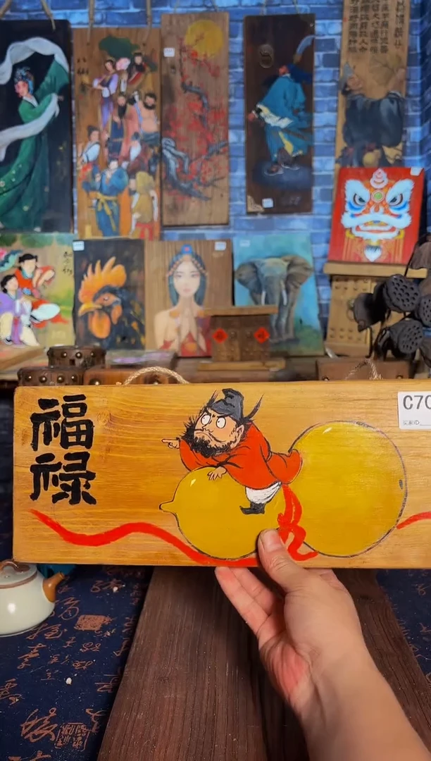 风化老门板丙烯画
