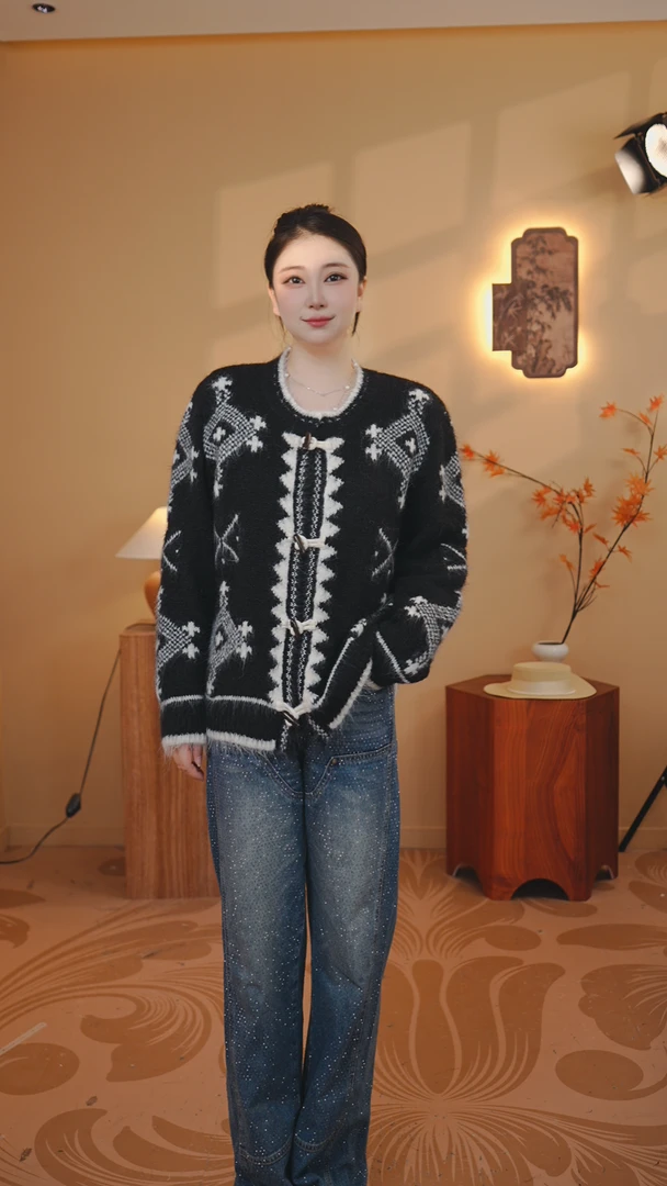 墨韵（古董毛衣复古设计费尔岛女装针织毛衣）