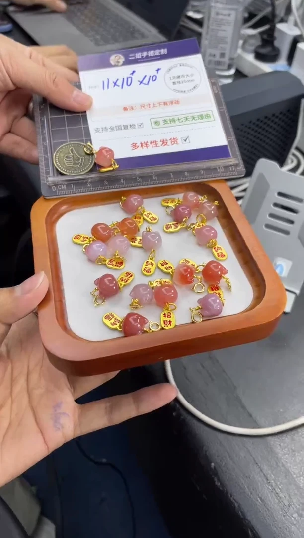 未镶嵌车挂玛瑙/玉髓无脸猫FL36多样性发其一CP配绳