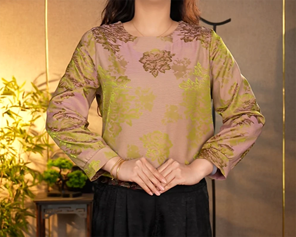 【A140鎏金牡丹】2025年新款妈妈装小衫气质百搭