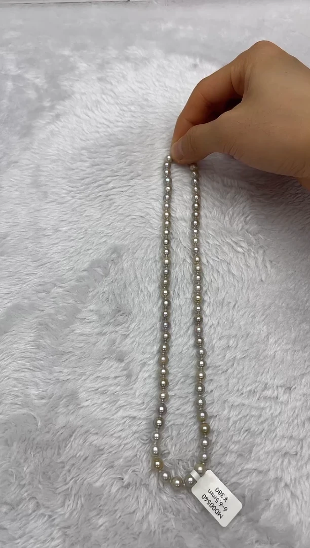 项链银S925镶嵌海水珍珠AK真多麻6-6.5mm