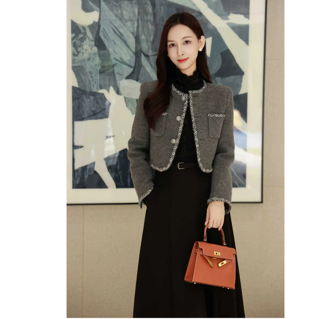 AMASS秋冬新款小香风时尚气质财阀千金风阿玛施毛毛外套5400627