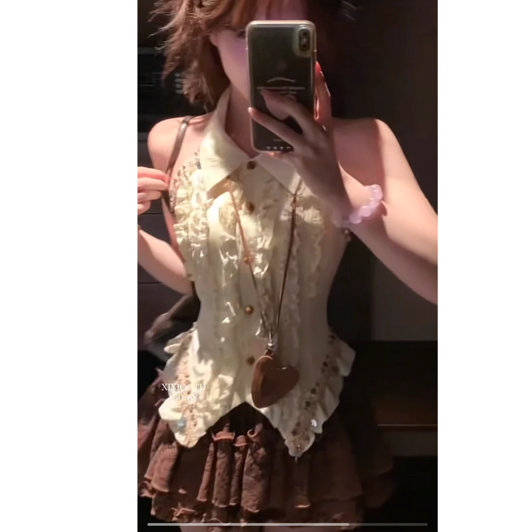 溪溪靓衫 沙漠玫瑰 夏季波西米亚风显瘦小众上衣半裙套装女