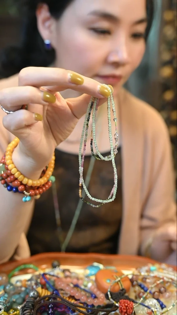 银S925镶嵌颈饰碧玺 定向 惜缘