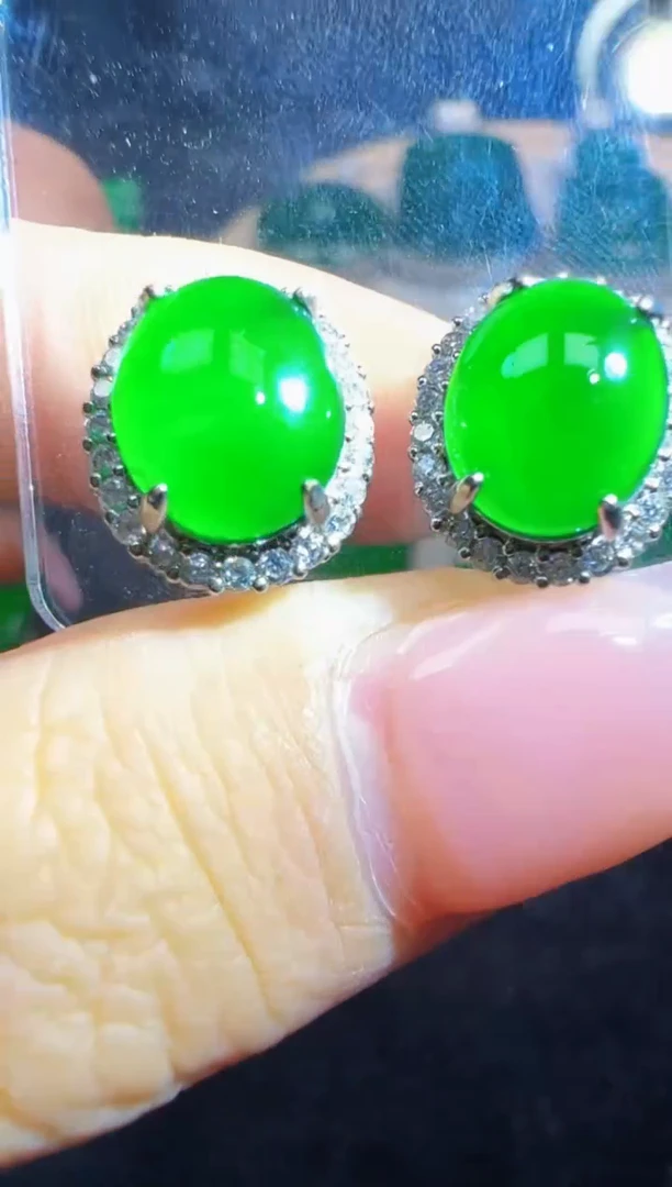 未镶嵌定制翡翠翡翠耳环126