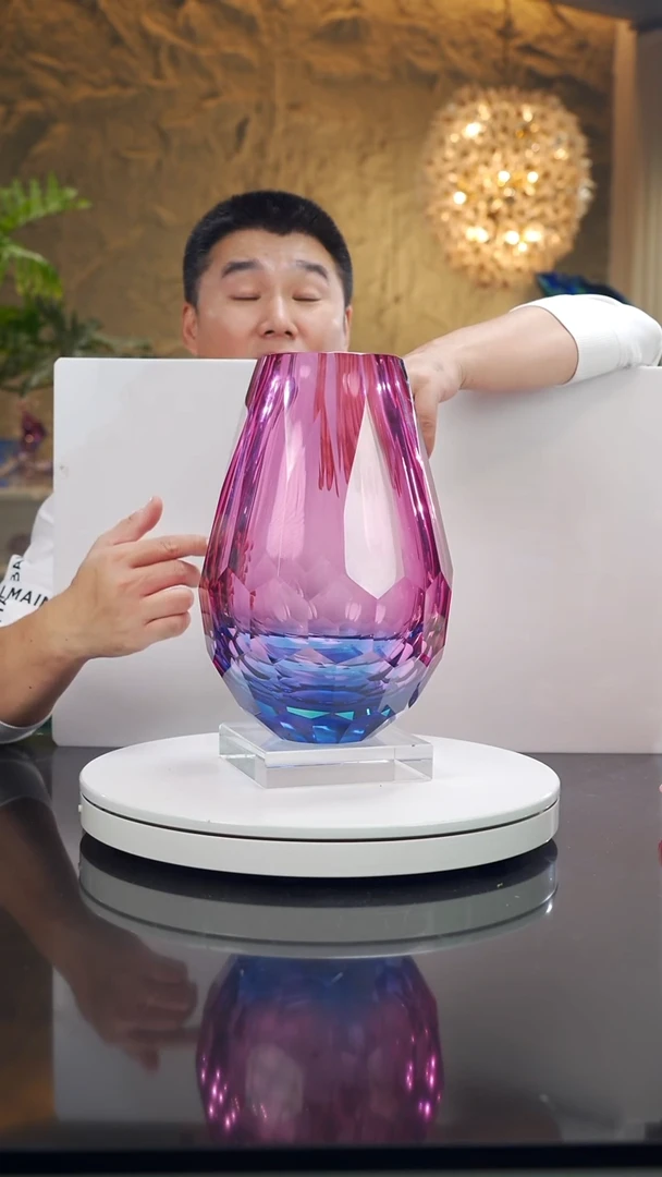 摆件福利金红蓝切面花瓶