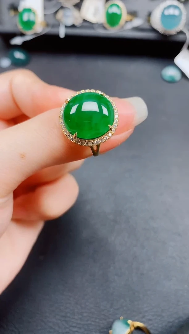 银S925镶嵌戒指翡翠翡翠
