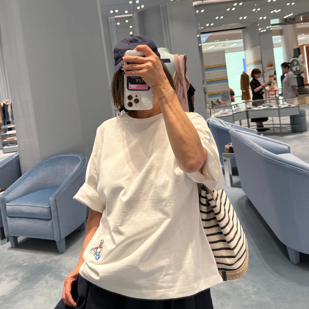 COCOLINDA | 100%棉270g男女CP刺绣花廓形小卡通白色T恤T2760